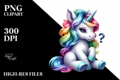 Baby Unicorn with Clue, PNG Product Image 1