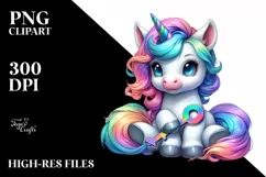 Baby Unicorn with Clue, PNG Product Image 1