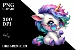 Cute Baby Unicorn Playing PNG Product Image 1