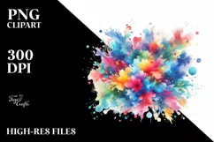 Colorful Watercolor Splash Vibrant | Summer Sticker Clipart Product Image 1