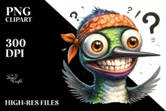 Expressive Hummingbird with Big Eyes and Bandana | Product Image 1