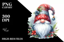 Christmas Gnome Watercolor PNG Product Image 1