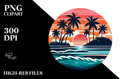 Retro Tropical Island Sunset PNG Product Image 2