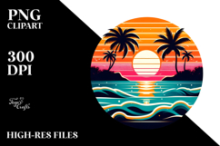 Retro Tropical Beach Sunset PNG Product Image 2