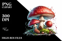 Glossy Mushroom Watercolor Splash PNG Product Image 1