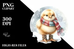 Watercolor Baby Chicken in Winter Clothes Product Image 1