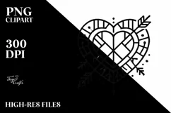 Lineart Stained Hearth with Arrow PNG Product Image 2