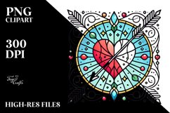 Simple Lineart Stained Heart PNG Product Image 2