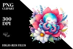 Colorful Baby Octopus Sleeping Centered Clipart Product Image 3