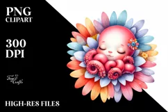Colorful Baby Octopus Flower | Clipart Product Image 1