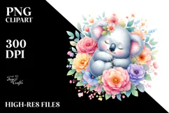 Colorful Baby Koala Flower Clipart Product Image 2
