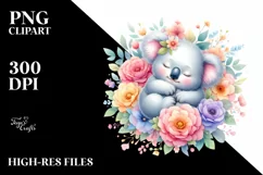 Colorful Baby Koala Flower Clipart Product Image 1