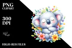 Colorful Baby Koala Flower Clipart Product Image 2
