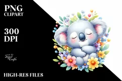 Colorful Watercolor Cute Baby Koala | Summer Sticker Clipart Product Image 1