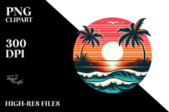 Retro Tropical Beach Sunset PNG Product Image 2