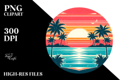 Retro Tropical Beach Sunset PNG Product Image 2
