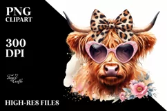 Elegant Highland Cow Animal Print | Clipart Product Image 1