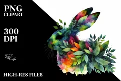Vibrant Bunny with Plant Leaves PNG Product Image 3