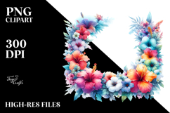 Abstract Watercolor Frame with Hawayan Flowers | Clipart Product Image 2
