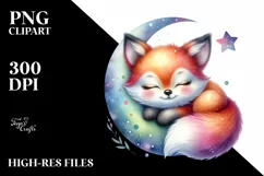 Colorful Watercolor Cute Baby Fox Clipart Product Image 3