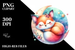 Colorful Watercolor Cute Baby Fox Clipart Product Image 1