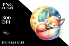 Colorful Watercolor Cute Baby Fox Clipart Product Image 3