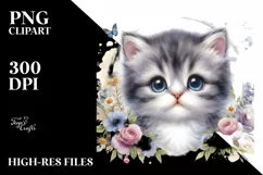 Cute Baby Cat with Big Eyes, Transparent PNG Product Image 1