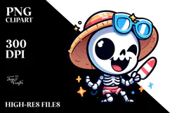 Funny Cartoon Skeleton, Beach Style PNG Product Image 2