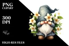 Gnome with Large Jasmine on Star, Vibrant PNG Product Image 2