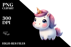 Expressive Unicorn with Goofy Smile Watercolor PNG Product Image 2