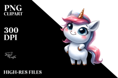 Expressive Unicorn with Goofy Smile Watercolor PNG Product Image 2