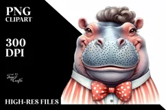 Washed Hippo Portrait with Vintage Diva Look | Sublimation Product Image 3