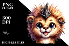 Cute Baby Lion with Punk Look, PNG Product Image 2