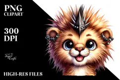 Cute Baby Lion with Punk Look, PNG Product Image 2