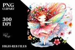 Small Cute Fairy Tumbling with Petals | Sublimation | Product Image 1