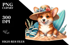 Watercolor Pembroke Welsh Corgi in Sand | Clipart Product Image 2