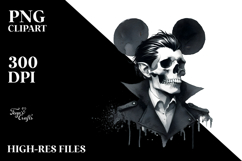 Simple Washed Vampire Skull PNG Product Image 2