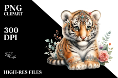 Digital Watercolor Baby Tiger, SEO PNG Product Image 2