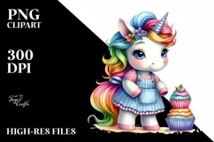 Baby Unicorn with Baker's Apron, PNG Product Image 1
