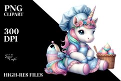 Baby Unicorn with Baker&#039;s Apron, PNG Product Image 3