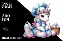Baby Unicorn with Baker's Apron, PNG Product Image 3