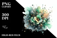 Colorful Watercolor Splash with Metalic Insertions | Clipart Product Image 3