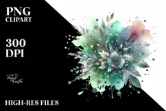 Colorful Greenish Watercolor Splash with Metallic Product Image 1