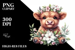 Cute Baby Cow Gardenia | Clipart Product Image 3