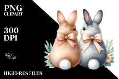 Bunnies Sitting View from Back PNG Product Image 2