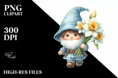 Baby Gnome with Narcissus PNG Product Image 2