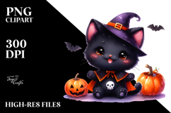 Simple Watercolor Vibrant Baby Black Cat Product Image 2