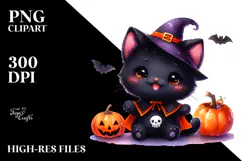 Simple Watercolor Vibrant Baby Black Cat Product Image 2