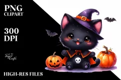 Simple Watercolor Vibrant Baby Black Cat Product Image 3
