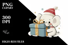Cute Winter Elephant Clipart PNG Product Image 3